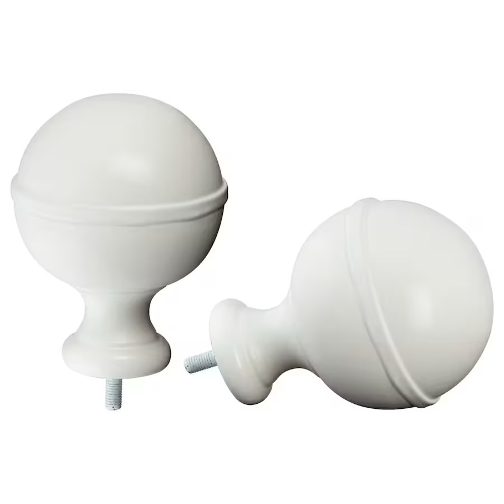 IKEA BEFOGAD white Metal Spherical
Finials for Curtain Rods, 1 Pair NEW